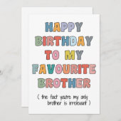 Fun Birthday Card Brother, to my favourite brother シーズンカード (正面/裏面)