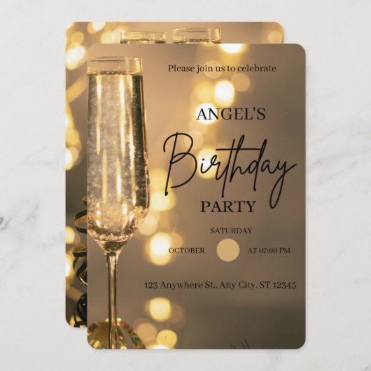 Fun Birthday Celebration Invitation 招待状 (正面/裏面)