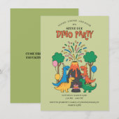 Fun Birthday Dino Party Dinosaur Invitation 招待状 (正面/裏面)