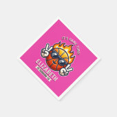 Fun Birthday Girl with Basketball Theme スタンダードカクテルナプキン (角)