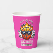 Fun Birthday Girl with Basketball Theme 紙コップ (裏面)