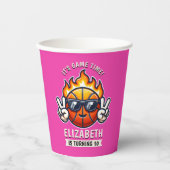 Fun Birthday Girl with Basketball Theme 紙コップ (正面)