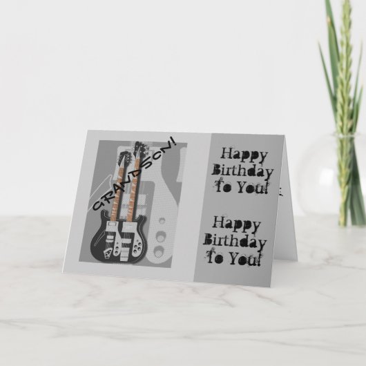 Fun, birthday greeting for grandson, guitar. カード (正面)
