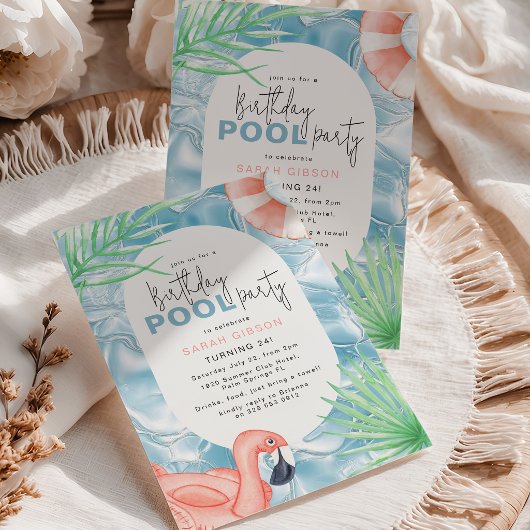 Fun Birthday Pool Party Invitation 招待状