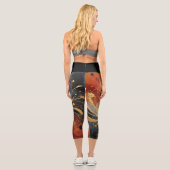 Fun Black and Gold Oil Paint Splash print カプリレギンス (裏面)