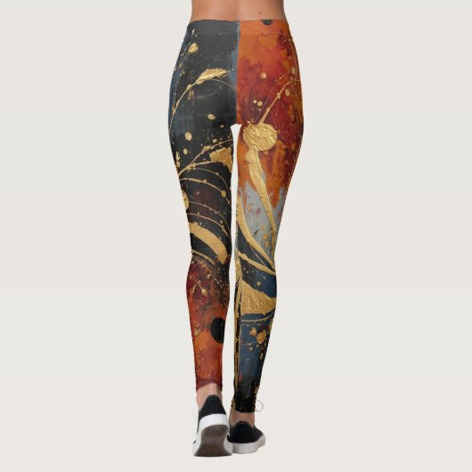 Fun Black and Gold Oil Paint Splash print Leggings レギンス (裏面)