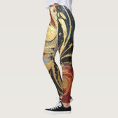Fun Black and Gold Oil Paint Splash print Leggings レギンス (左)