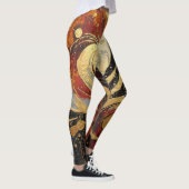 Fun Black and Gold Oil Paint Splash print Leggings レギンス (右)