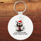 Fun Black Cat It's Fine I'm Fine Everything Is Fin キーホルダー (正面)