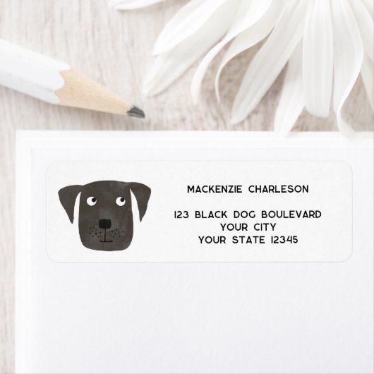 Fun Black Dog Personalized Return Address ラベル (インサイチュ)