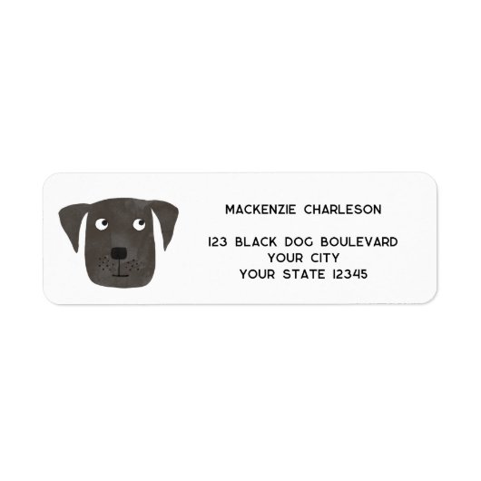 Fun Black Dog Personalized Return Address ラベル (正面)