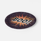 Fun Black & Orange Boo Halloween ペーパープレート (アングル)