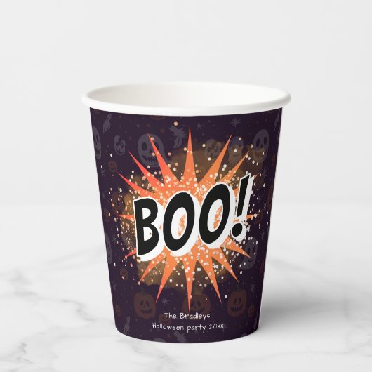 Fun Black & Orange Boo Halloween 紙コップ (裏面)