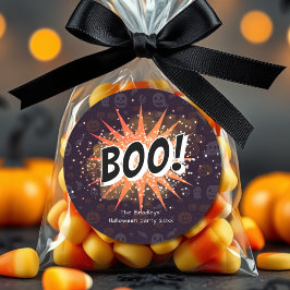 Fun Black & Orange Boo Halloween Favor ラウンドシール