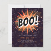 Fun Black & Orange Boo Halloween Invitation (正面)