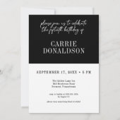 Fun Black White Fifty Fabulous Pink Lips Birthday 招待状 (裏面)