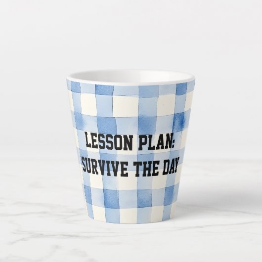 Fun Blue and White Sarcastic quote for teachers カフェラテマグ (正面)