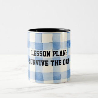 Fun Blue and White Sarcastic quote for teachers ツートーンマグカップ