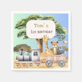 Fun Blue Safari Party スタンダードカクテルナプキン