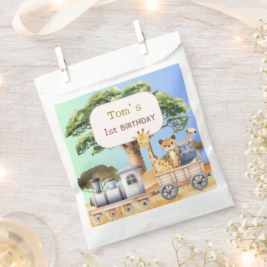 Fun Blue Safari Party フェイバーバッグ (クリップ留めされた状態)