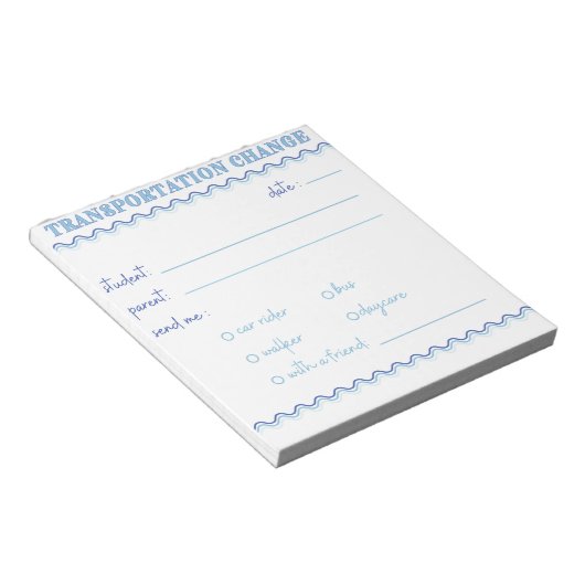 Fun Blue Transportation Change Notepad ノートパッド (アングル)