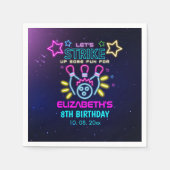 Fun Bowling Neon  Birthday Girl スタンダードカクテルナプキン (正面)