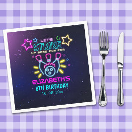 Fun Bowling Neon  Birthday Girl スタンダードカクテルナプキン