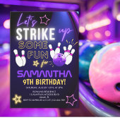 Fun Bowling party Design for Girls 招待状