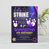 Fun Bowling party Design for Girls 招待状 (スタンド正面)
