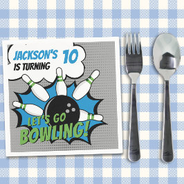 Fun Bowling-Style Birthday Kids スタンダードカクテルナプキン