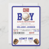Fun Boy Baseball Baby Shower | Custom Sports Party 招待状 (正面)