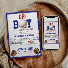 Fun Boy Baseball Baby Shower | Custom Sports Party 招待状