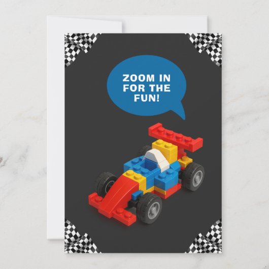 Fun Brick Racer Birthday Party 招待状 (裏面)
