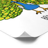 Fun bright peacock bird illustration ポスター (角)
