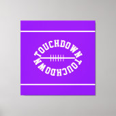 Fun Bright Purple White Text TOUCHDOWN Stripes キャンバスプリント (正面)