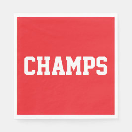 Fun Bright Red Athletic Sporty CHAMPS White Text  スタンダードランチョンナプキン
