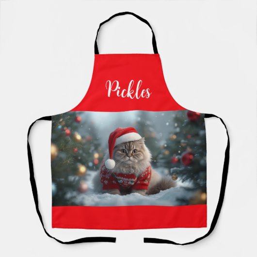 Fun British Shorthair Cat Christmas Personalized エプロン (正面)