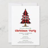 Fun Buffalo Check Christmas Tree Digital Invite 招待状 (正面)