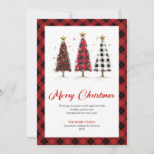 Fun Buffalo Plaid Christmas Tree Holiday Greeting シーズンカード (正面)