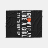 Fun Bysketbyll Play Like A Girl Bbyll  フリースブランケット (正面(横))