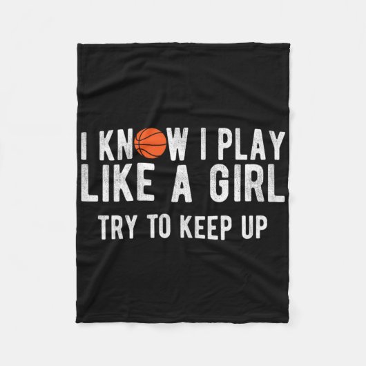 Fun Bysketbyll Play Like A Girl Bbyll  フリースブランケット (正面)