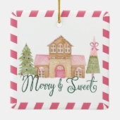 Fun Candy Cane Holiday Family Photo セラミックオーナメント (裏面)