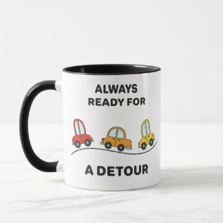 Fun Cartoon Cars "Always Ready for a Detour"  マグカップ