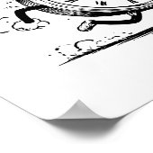 Fun Cartoon Coloring Page: Ablaze Clock Sketch ポスター (角)