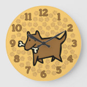 Fun Cartoon Dog Wall Clock ラージ壁時計 (正面)