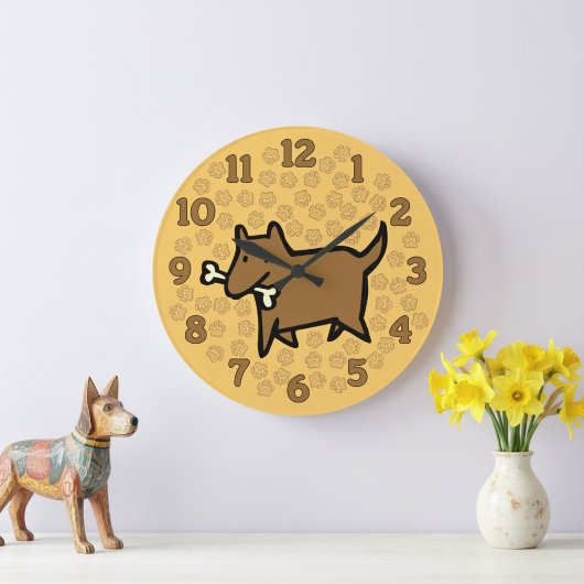Fun Cartoon Dog Wall Clock ラージ壁時計