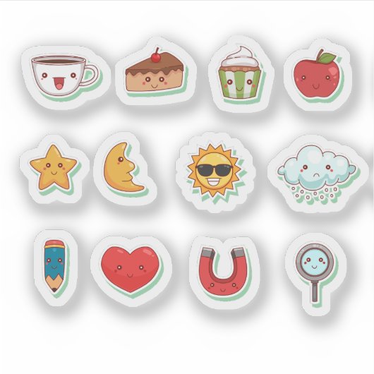 Fun cartoon kawaii sticker set シール (正面)