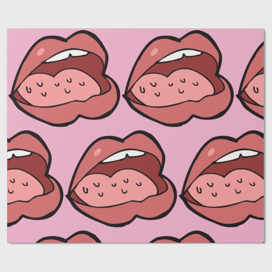 Fun Cartoon Open Mouth and Lips ラッピングペーパー (フラット)
