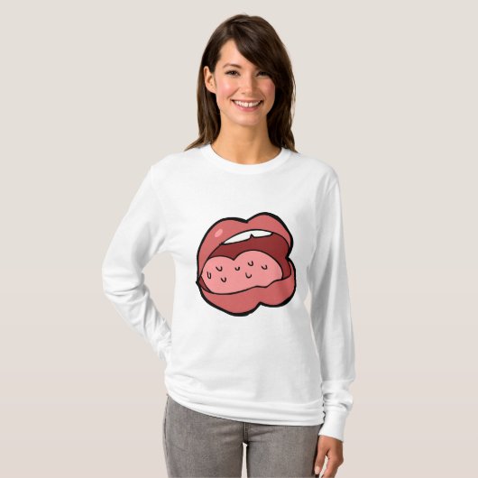 Fun Cartoon Open Mouth and Lips Tシャツ (正面フル)