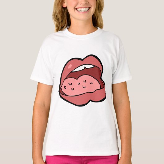 Fun Cartoon Open Mouth and Lips Tシャツ (正面)